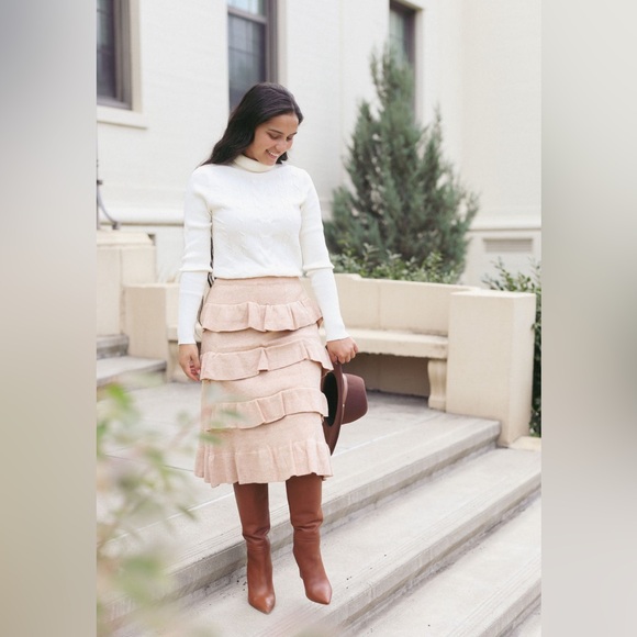 Dainty Jewells Dresses & Skirts - Dainty Jewells A Darling Day Tan Ruffled Sweater Skirt